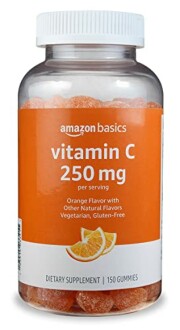 Bottle of Amazon Basics Vitamin C 250 mg gummies.