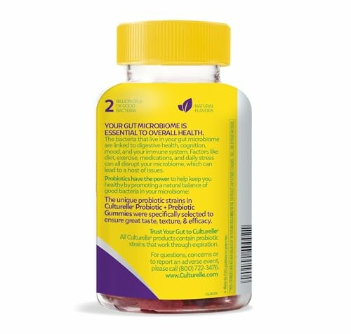 Culturelle Probiotic + Prebiotic Gummies bottle with label details