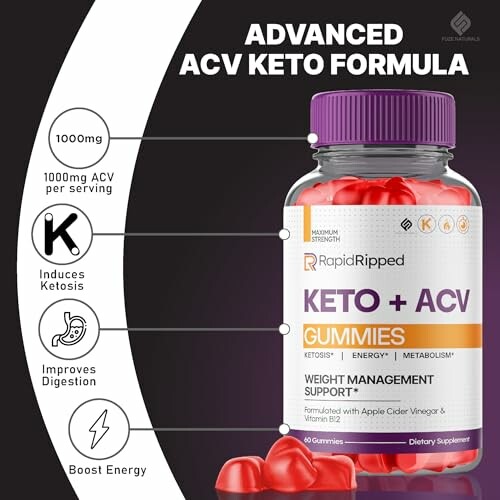 Keto ACV gummies for weight management and energy boost.