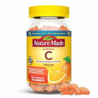 Nature Made Vitamin C gummies bottle with orange slices.