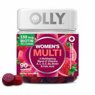 OLLY Women's Multi vitamin gummies bottle with raspberries