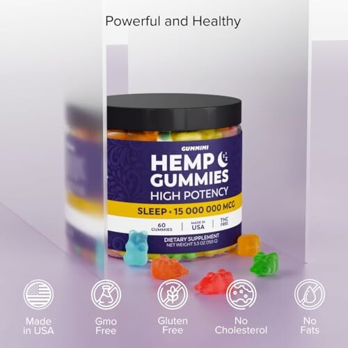High potency hemp gummies for sleep, dietary supplement.