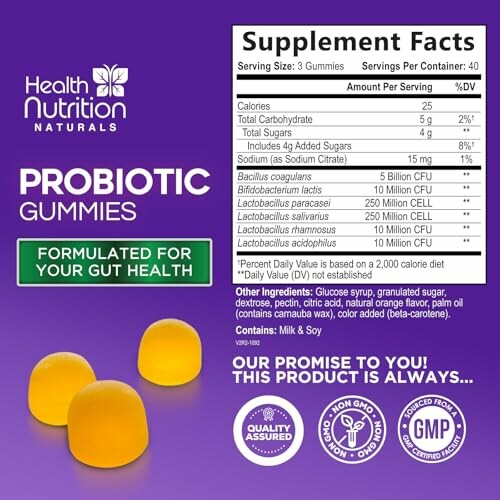 Probiotic gummies supplement facts and benefits.