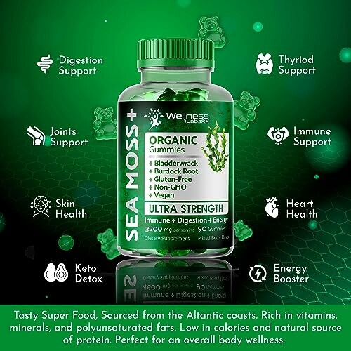Organic Sea Moss Gummies with multiple health benefits