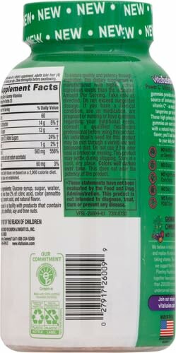 Back of a vitamin gummies bottle showing supplement facts and barcode.